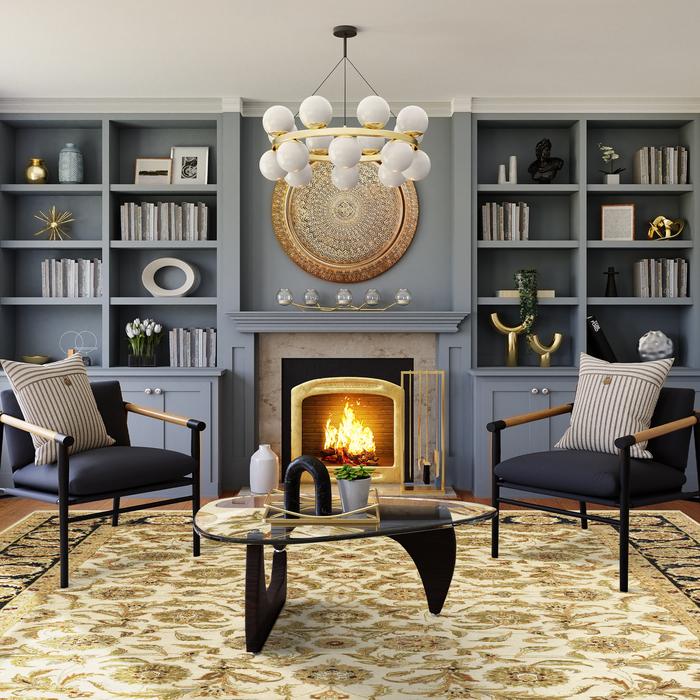 Agra 8x10 Black/Ivory/Beige Wool