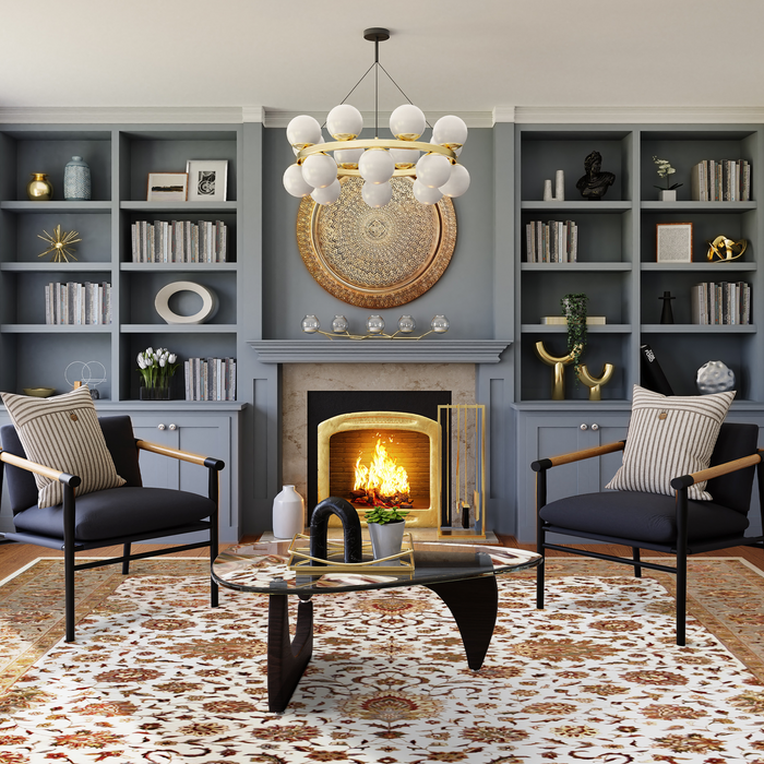 Kashan 8x10 Ivory/Olive Green Wool and Silk