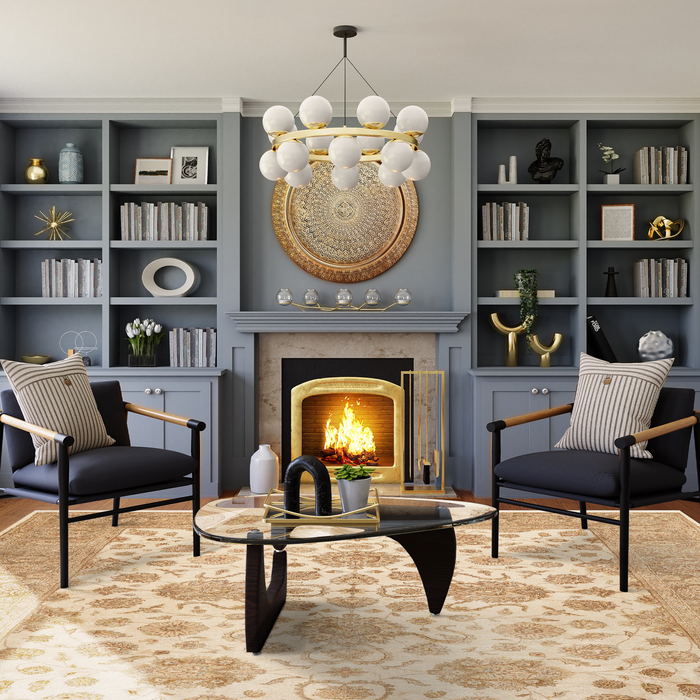 Superluxe 8x10 Ivory/Charcoal Raw Silk