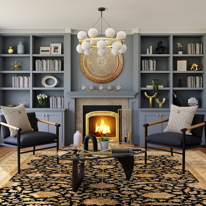 Reflections 9x12 Black/Gold Wool and Silk