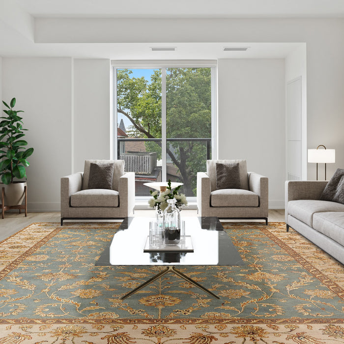 Reflections 8x10 Light Blue/Ivory Wool and Silk Embossed.