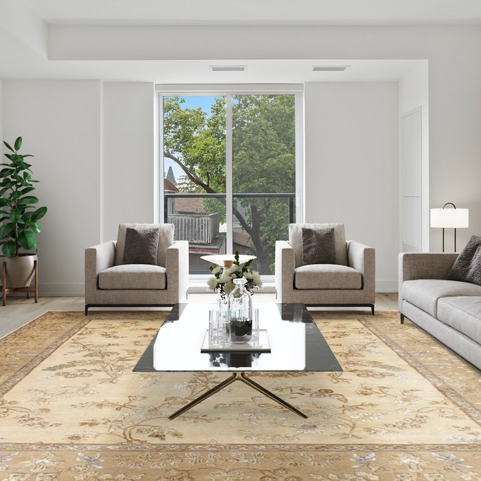 Reflections 9x12 Beige/Gold Wool and Silk