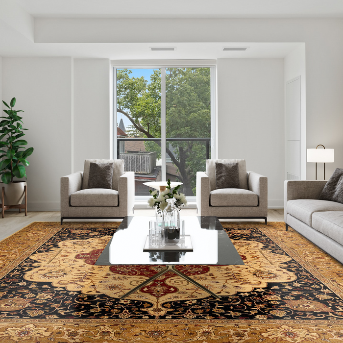 Elegance 9x12 Ivory/Light Gold Ghazni Wool A