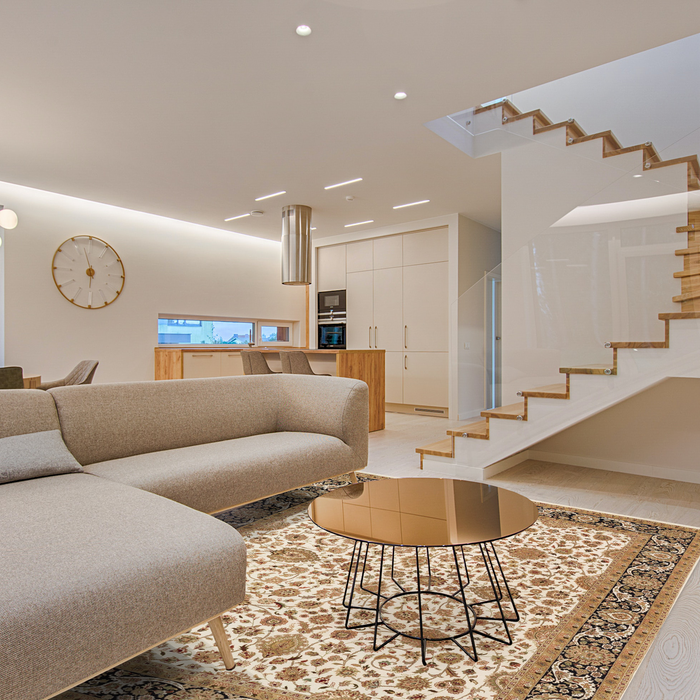 New Isfahan 8x10 Beige/Black Wool and Silk