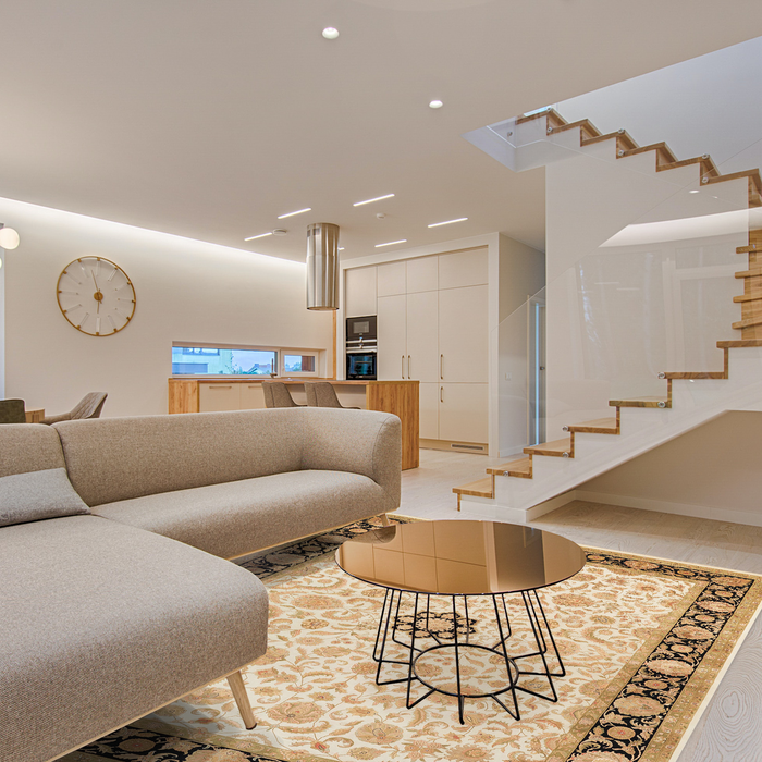 Indo Persian 9x12 Beige/Black Wool and Silk