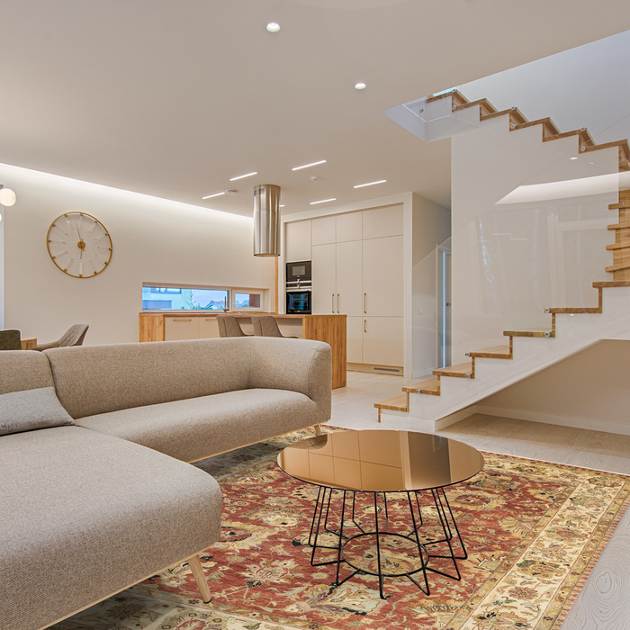 Indo Persian 9x12 Rust/Ivory Wool