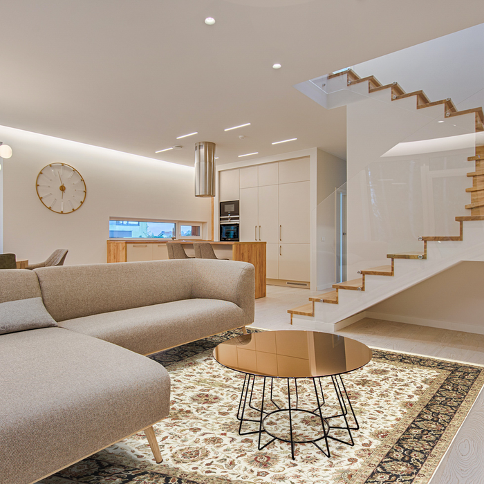 Indo Persian 8x10 Ivory/Black Wool and Silk