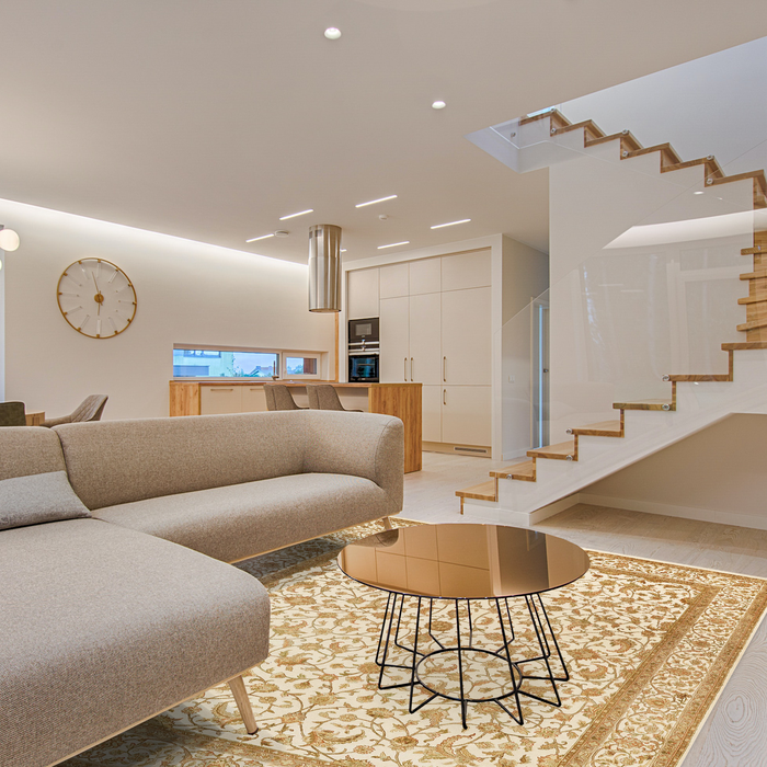 Varanasi 8x10 Beige/Light Green Wool and Silk Embossed