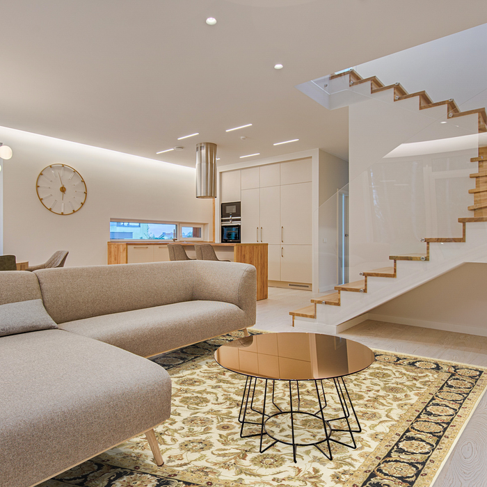 Agra 8x10 Black/Ivory/Beige Wool