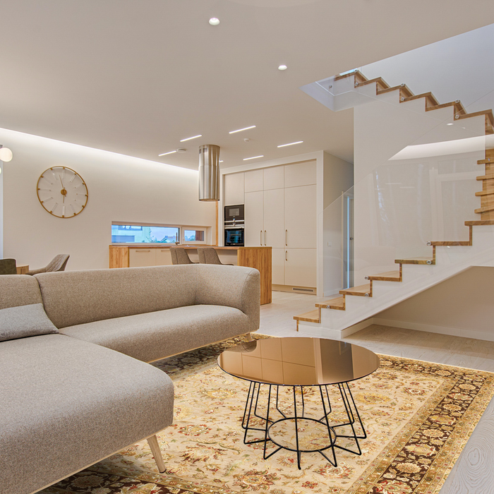 New Mashad 8x10 Ivory/Brown Wool and Silk