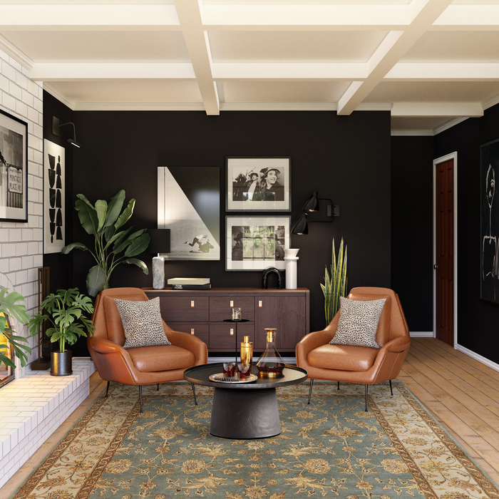 Reflection 6x9 Ivory/Light Blue Wool and Silk Embossed