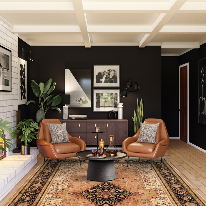 Shah Kashan 6x9 Black/Beige Wool