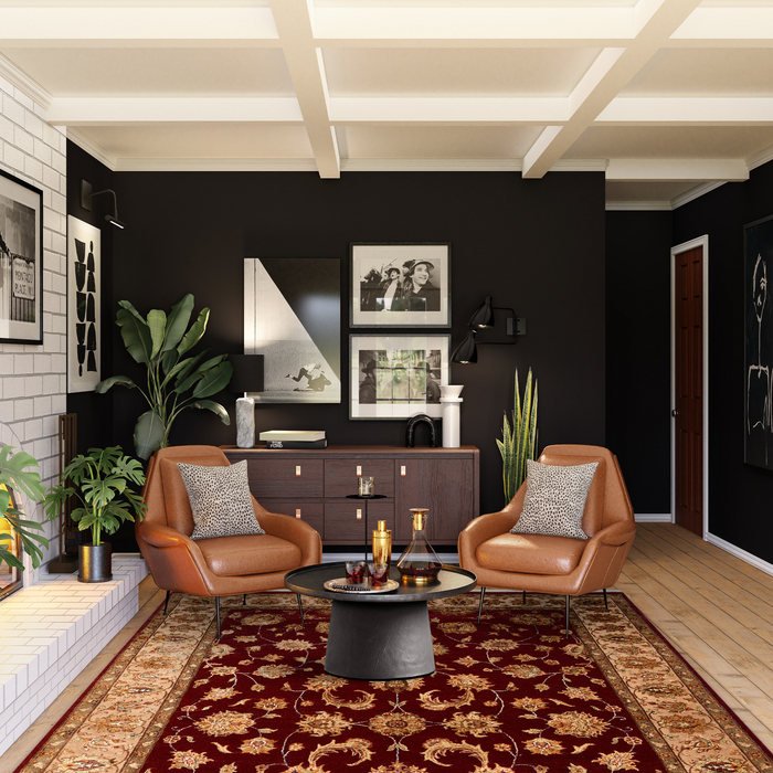 Reflections 6x9 Gold/Burgundy Wool & Embossed Silk