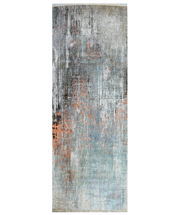 Alchemy 3x10 Blue/Tangerine Wool and Silk Runner