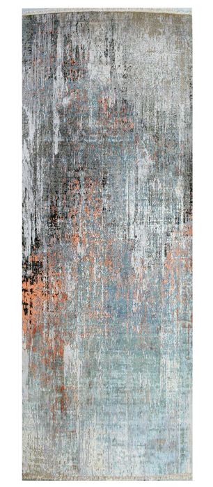 Alchemy 3x10 Blue/Tangerine Wool and Silk Runner