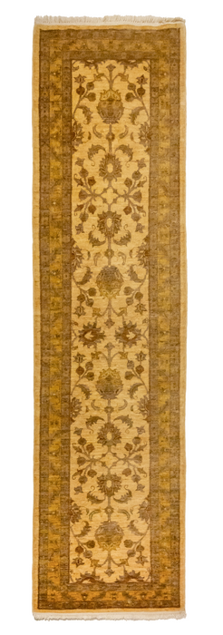 Chobi 3x10 Runner Cream/Light Brown Wool