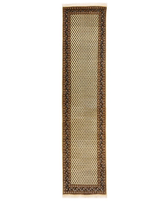2.05x10 Runner Indo Persian Mir Cream/Black Wool with Silk Touch B