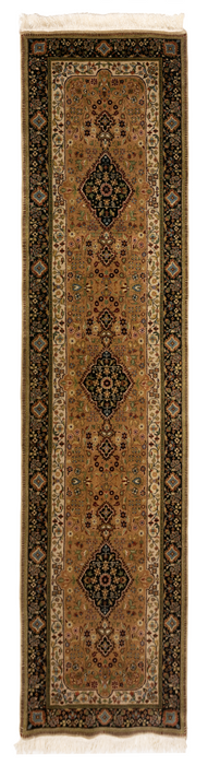 Shah Kashan 2.05x10 Runner Beige/Black Wool (B)