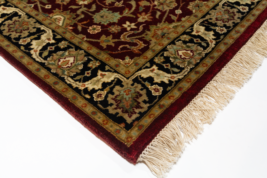 Indo Persian 2.05x10 Runner Burgundy/Black Wool and Silk touch