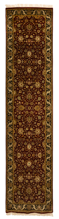 Indo Persian 2.05x10 Runner Burgundy/Black Wool and Silk touch