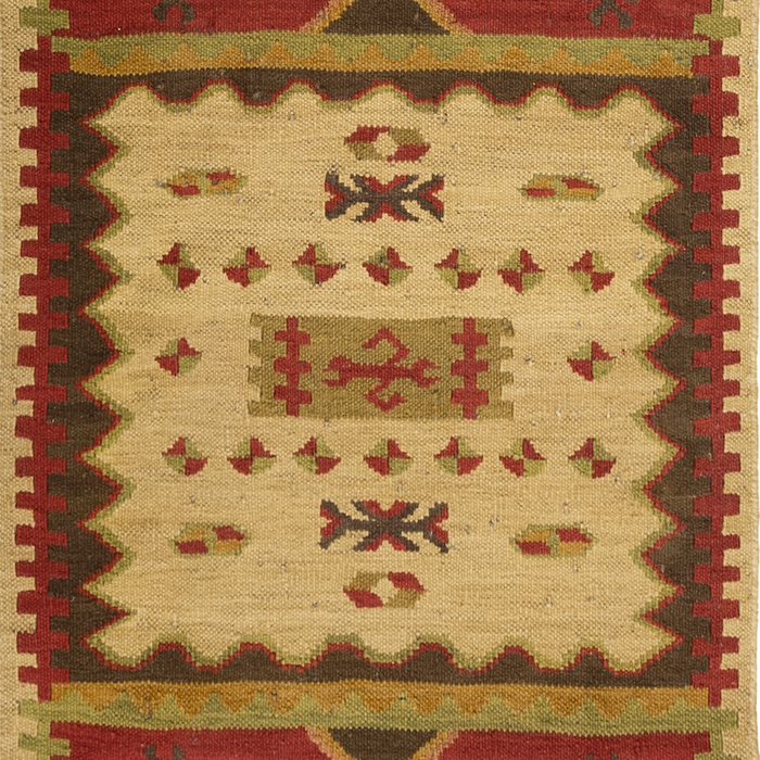 Dhurrie 2.05x12 Red/Ivory Wool Runner