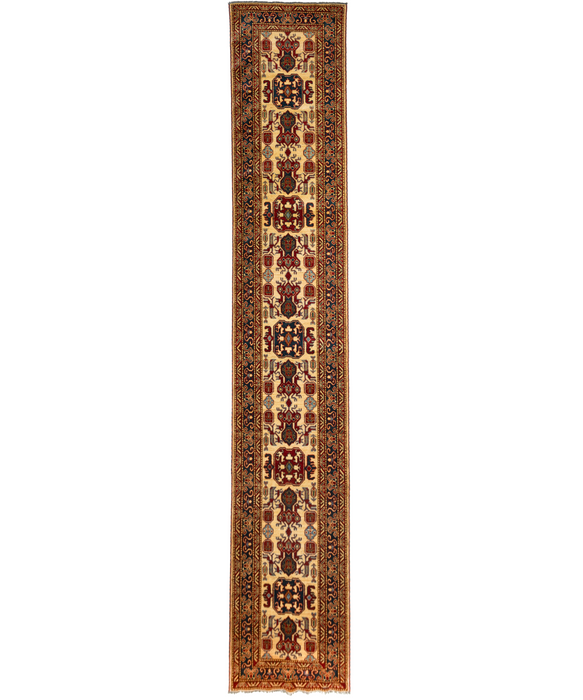 Super Kazak 2.5x12 Ivory/Red Wool