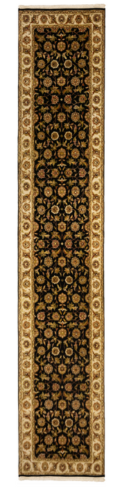 Agra 2.05x12 Black Beige Wool Runner