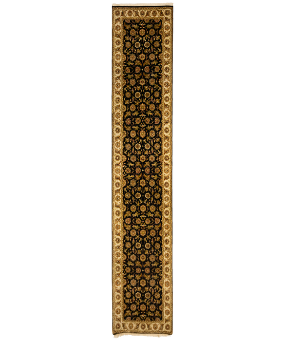 2.05x12 Runner Agra Black Beige Wool