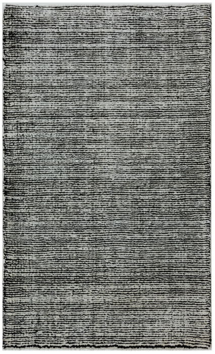 Indo Nepal 2x3 Black Wool and Bamboo Silk