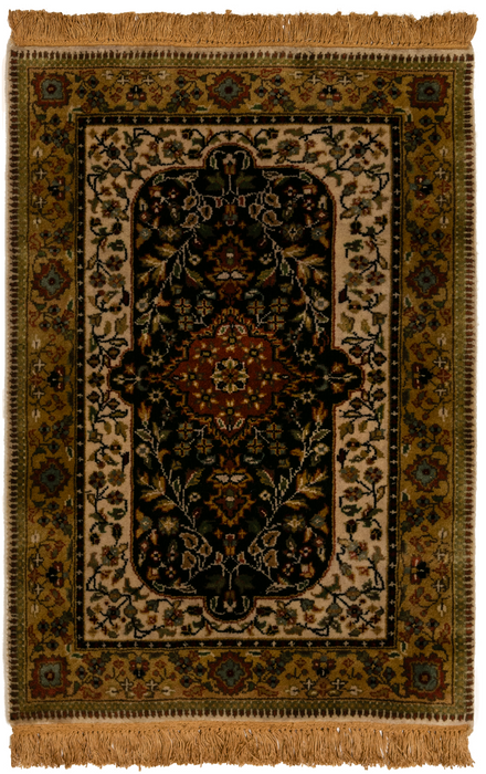 Shah Kashan 2x3 Beige/Black Wool A