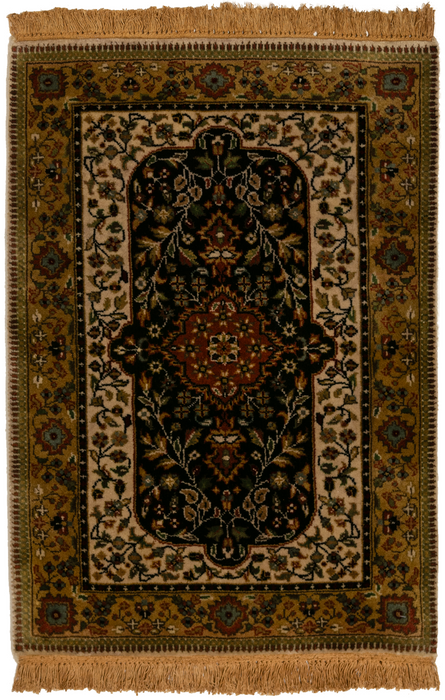 Shah Kashan 2x3 Beige/Black Wool B