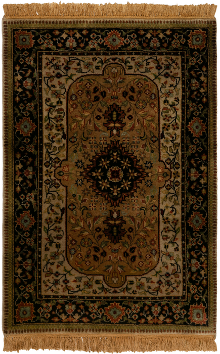 Shah Kashan 2x3 Beige/Black Wool