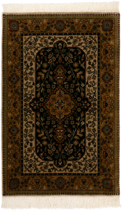 Shah Kashan 2x3 Beige/Black Wool