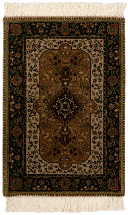 Shah Kashan 2x3 Beige/Black Wool