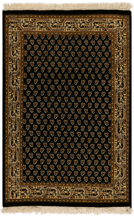 Mir 2x3 Black/Cream Wool and Silk D