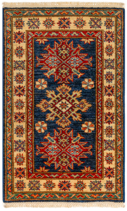 Super Kazak 2x3 Blue/Ivory Ghazni Wool B