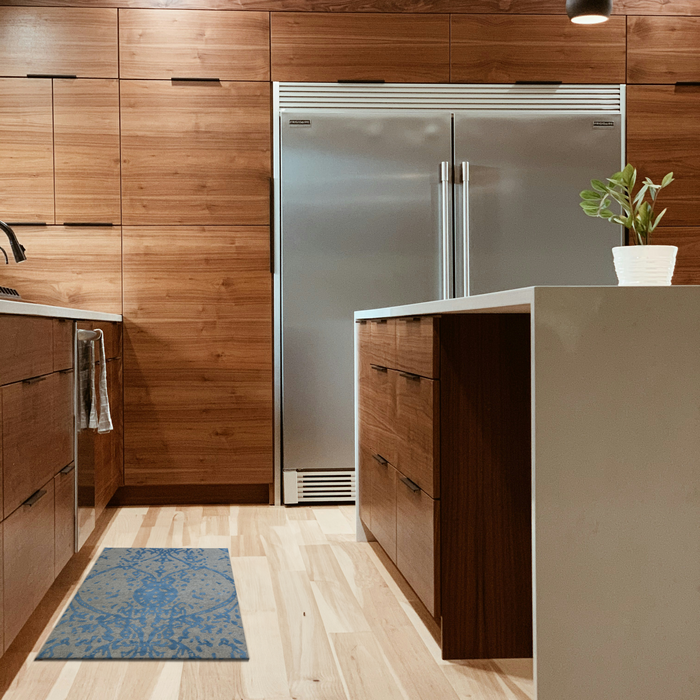 Pokhara 2x3 Beige/Sea Blue Wool and Bamboo Silk