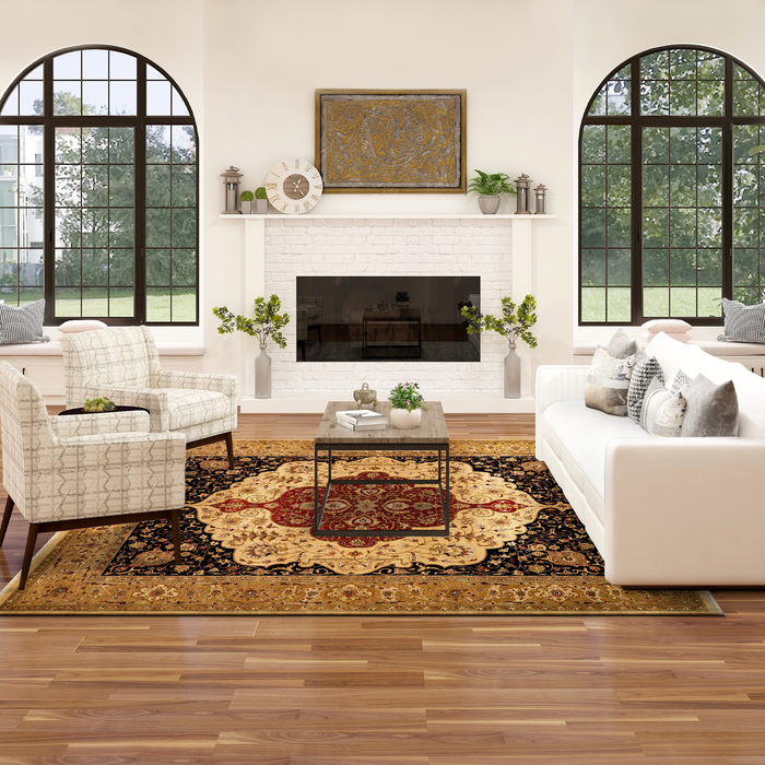 Elegance 9x12 Ivory/Light Gold Ghazni Wool