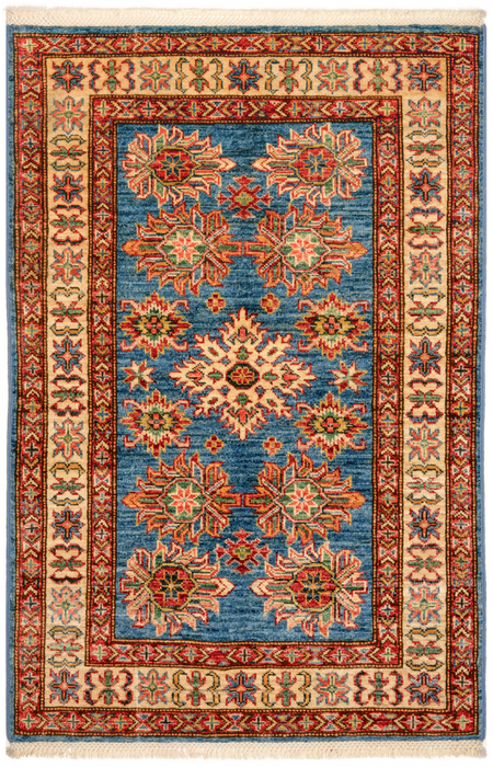 Super Kazak 3x5 Blue/Ivory Ghazni Wool