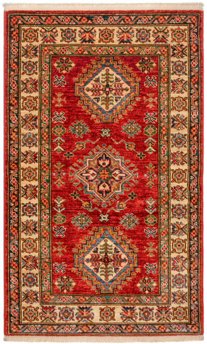 Super Kazak 3x5 Red/Ivory Ghazni Wool