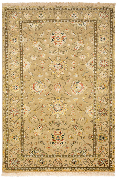 Kashan 3x5 Ivory Wool and Silk