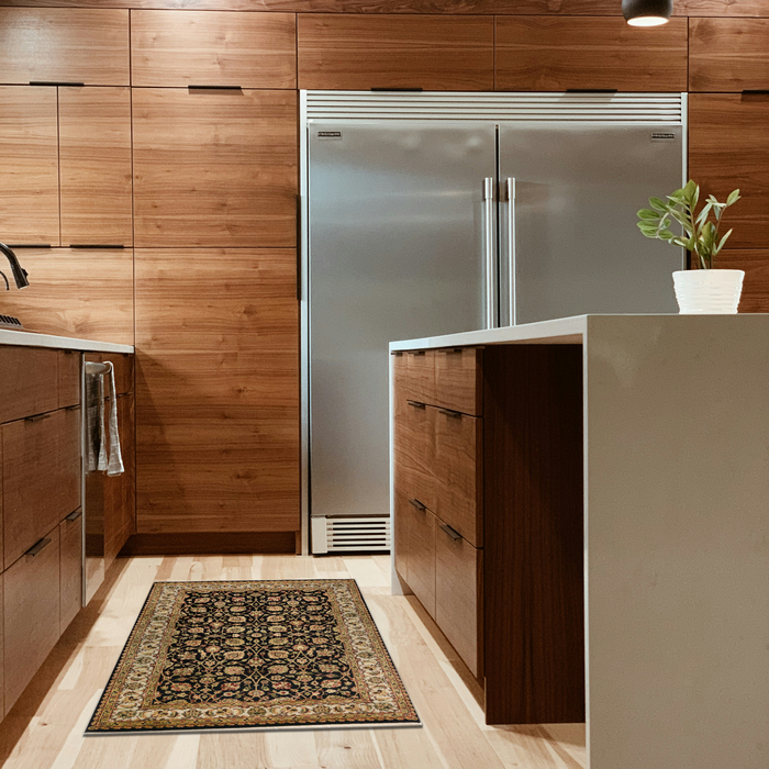 Indo Persian 3x5 Black/Beige Wool and Silk