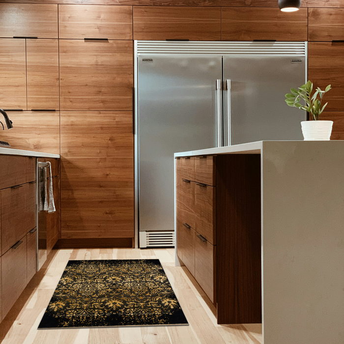 Versace 4x6 Black/Gold Wool and Silk