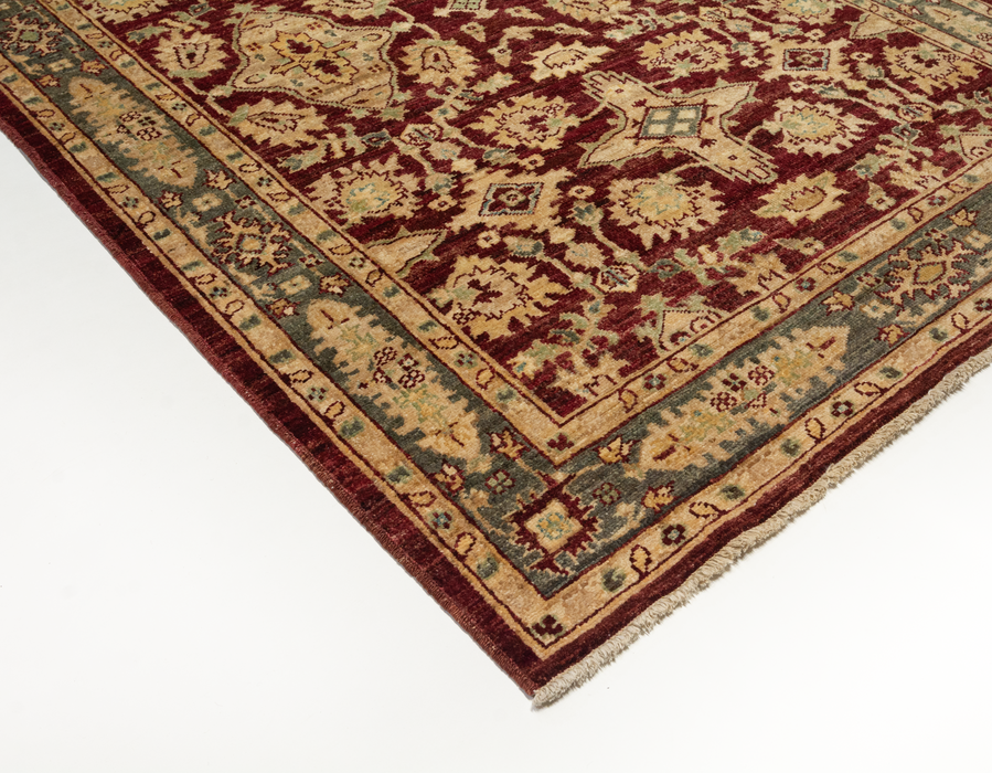 Chobi 4x6 Wool Red/ Light Green