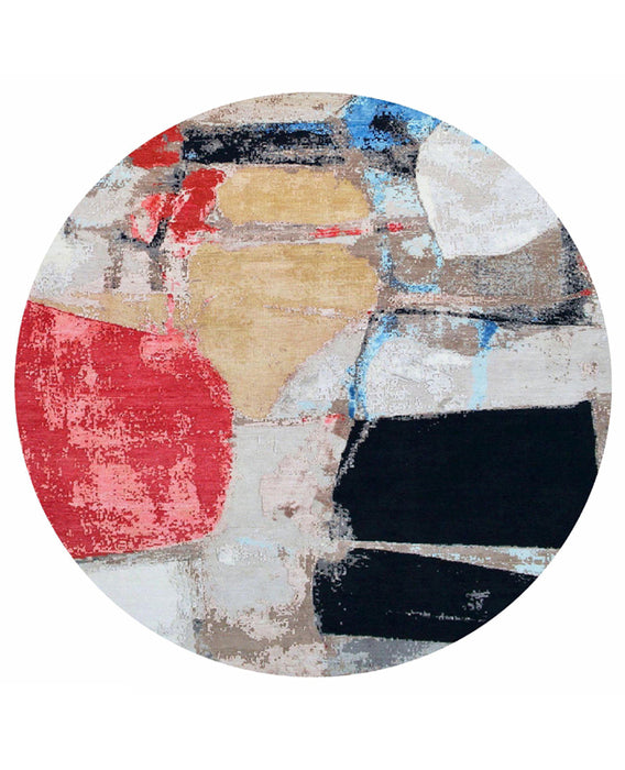 Custom Order: 8 feet Round Studio Multi Wool and Silk