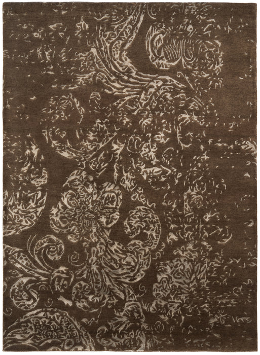 Pokhara 5x7 Brown/Aqua Wool and Bamboo silk