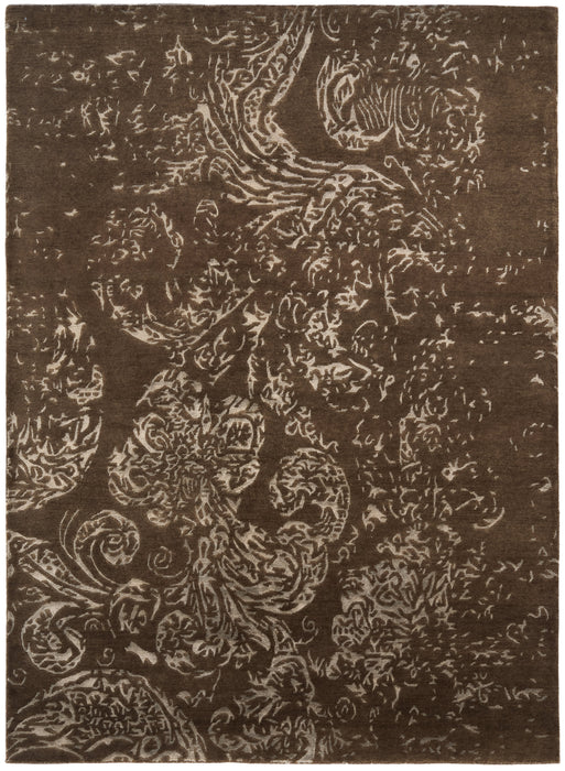 Pokhara 4x6 Brown/Aqua Wool and Bamboo silk