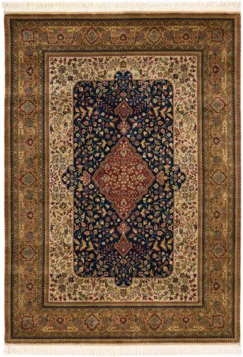 Shah Kashan 5x7 Blue/Beige Wool