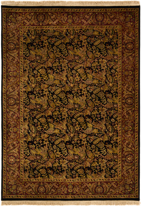 Indo Persian 3x5 Black/Burgundy Wool