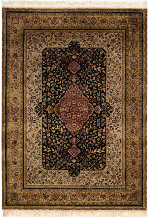 Shah Kashan 5x7 Black/Beige Wool